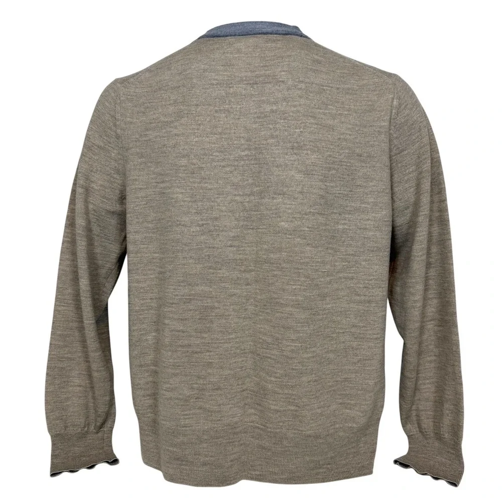 Banana Republic Men's Extra Fine Merino Wool Button Cardigan Tan Grey Size Large